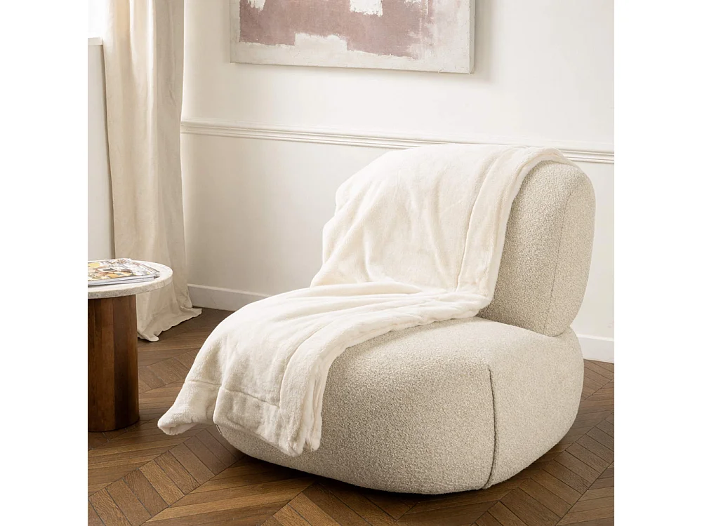 Plaid Luxe Crème Doublé en Polyester 130x170 cm