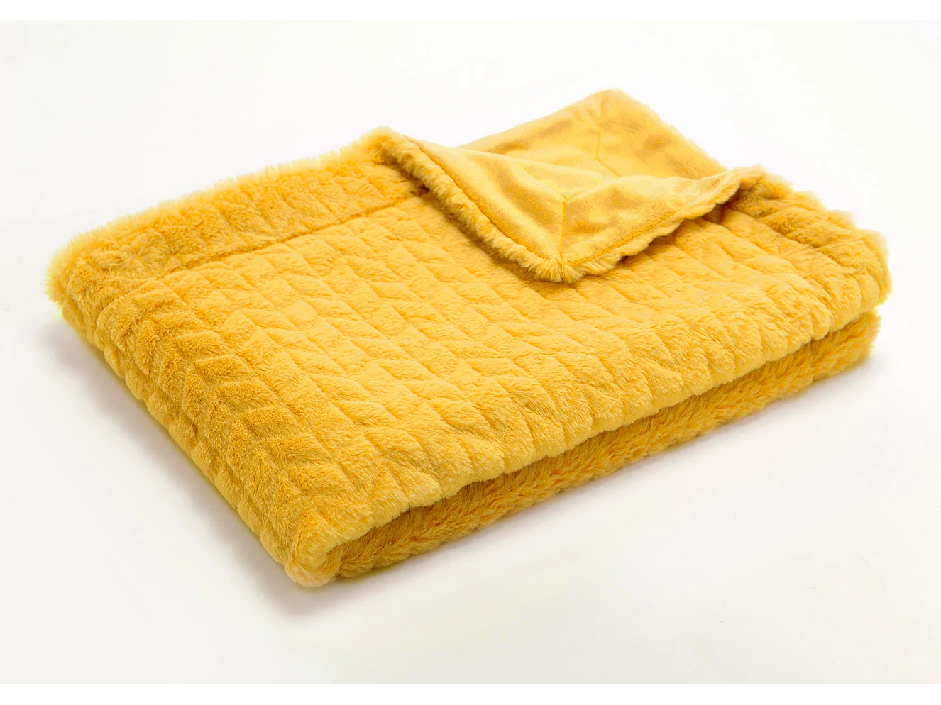 Plaid chevron 130x170 moutarde