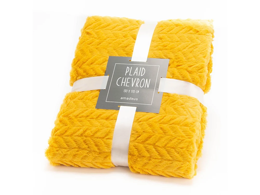 Plaid Chevron moutarde 130x170 cm