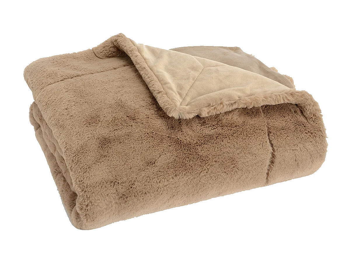 Plaid Luxe Taupe Doublé en Polyester 130x170 cm