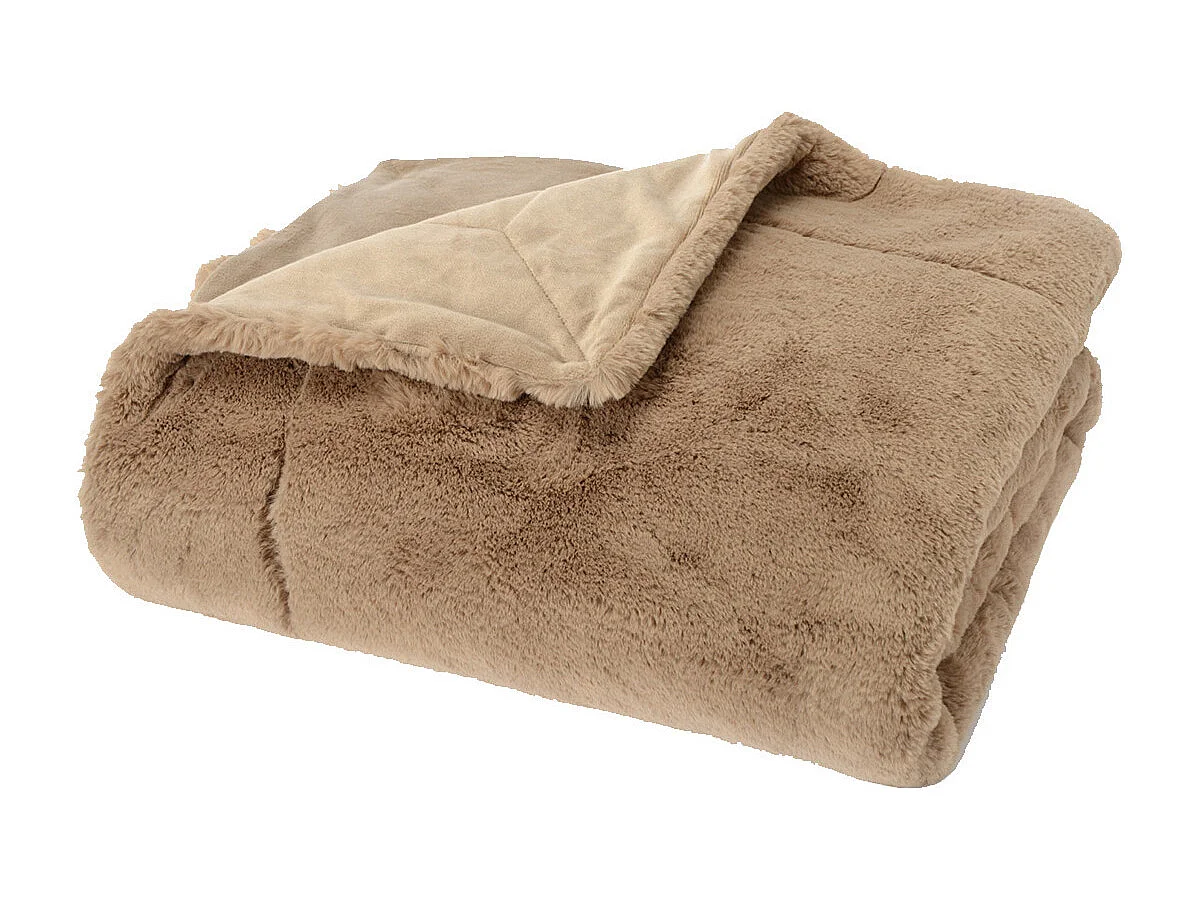 Plaid Luxe Taupe Doublé en Polyester 130x170 cm