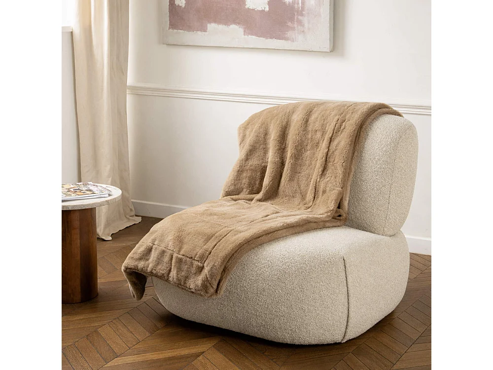 Plaid Luxe Taupe Doublé en Polyester 130x170 cm