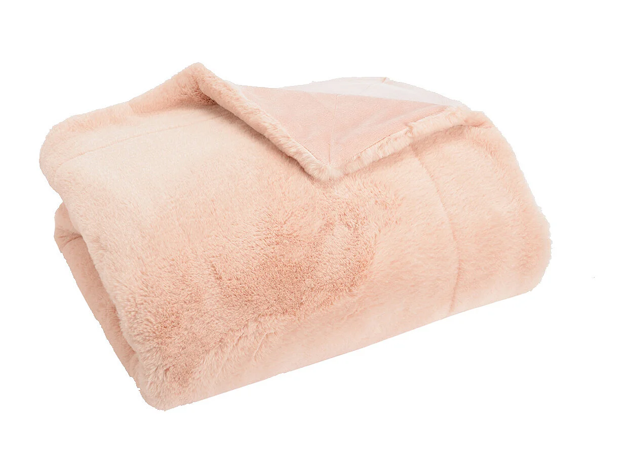 Plaid Luxe Vieux Rose Doublé en Polyester 130x170 cm