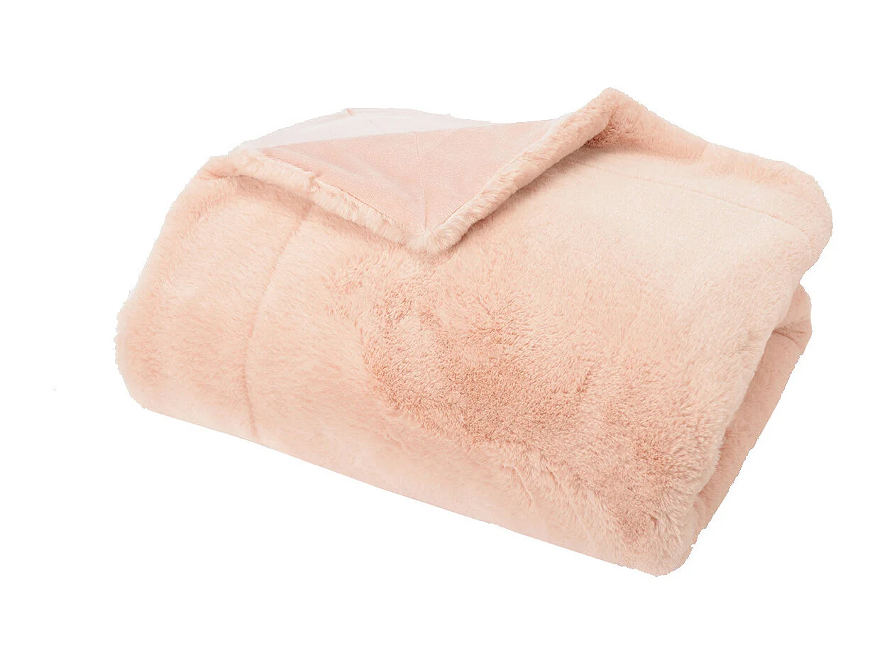 Plaid Luxe Vieux Rose Doublé en Polyester 130x170 cm