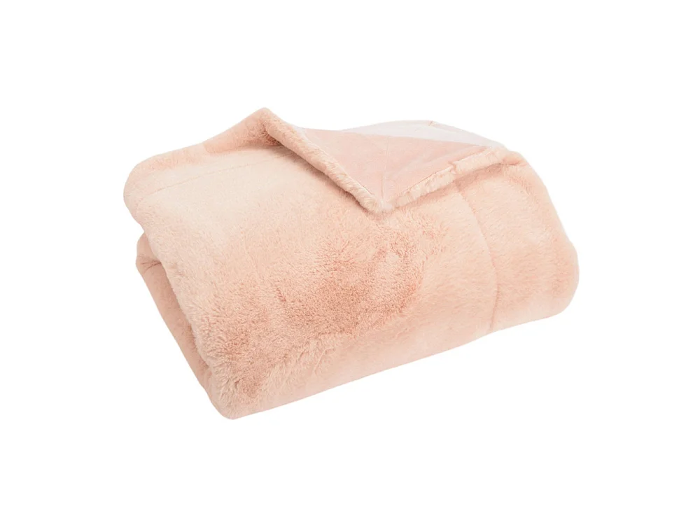 Plaid Luxe vieux rose doublé en polyester 130x170 cm
