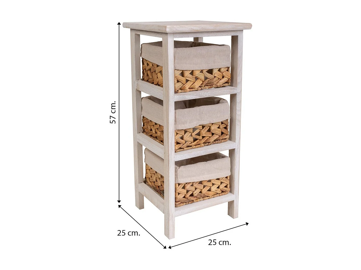 Mesita de madera blanca 25x25x57
