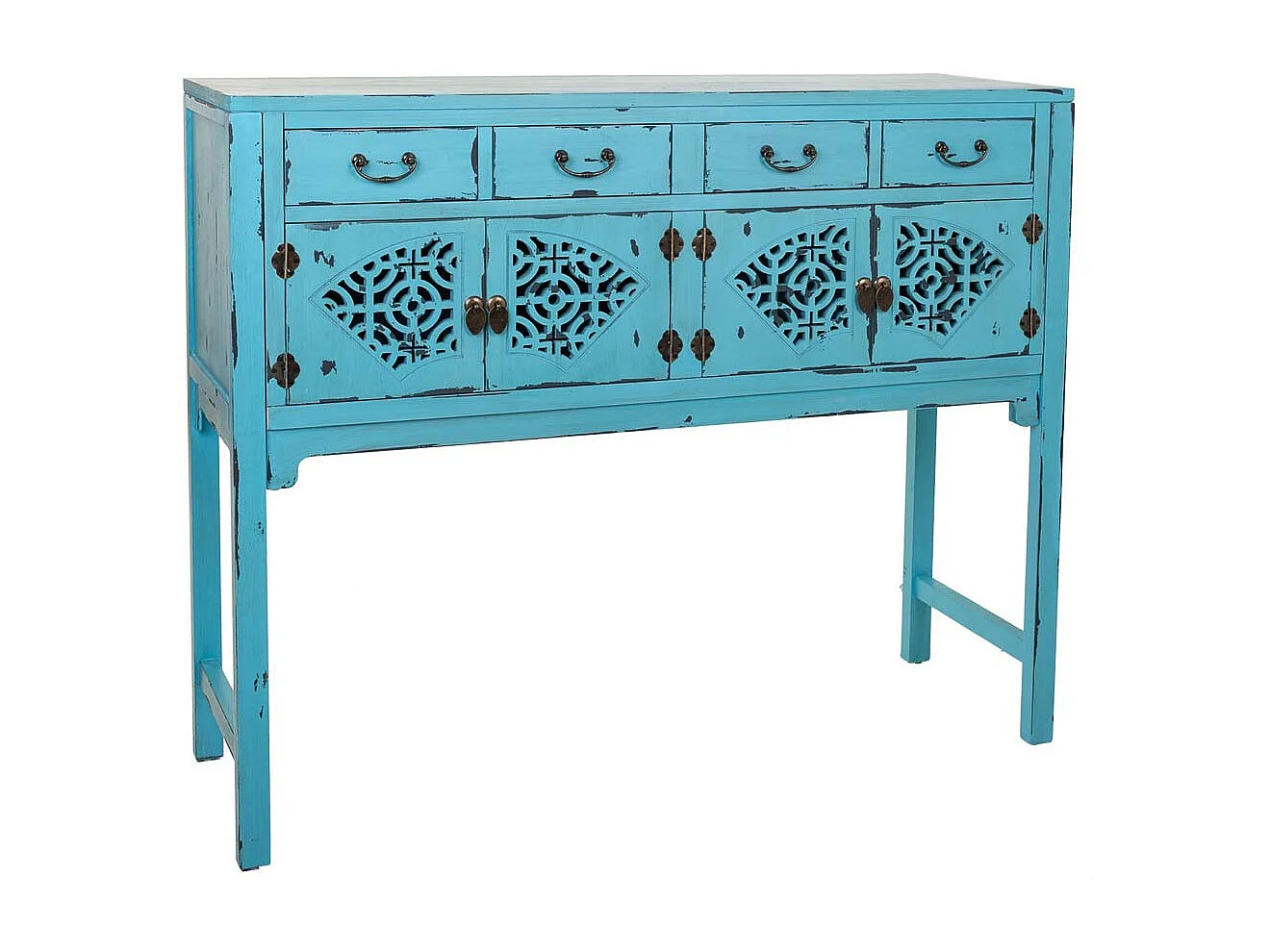 Blaue Holzhalle 120x40x102h cm