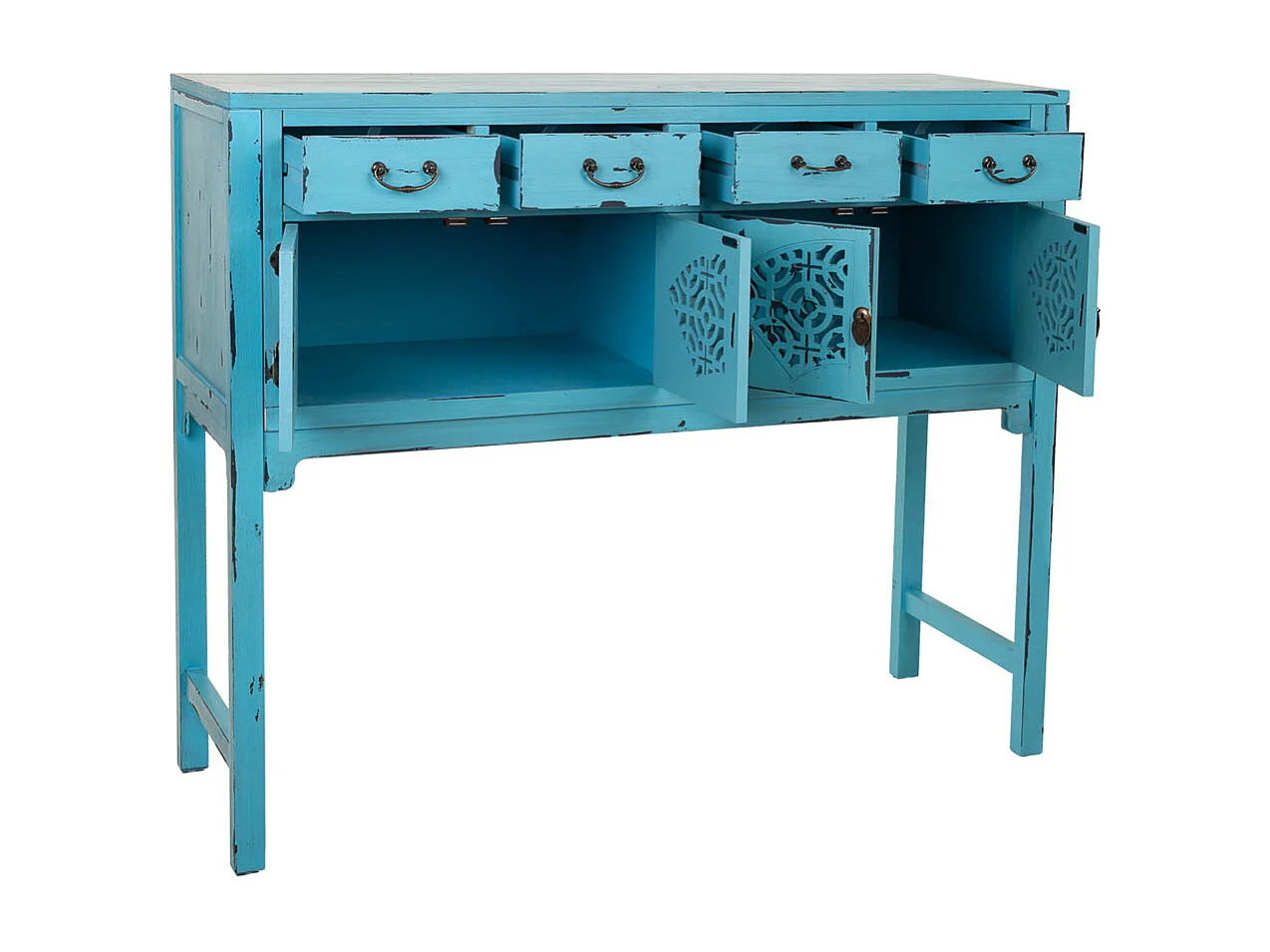 Blaue Holzhalle 120x40x102h cm