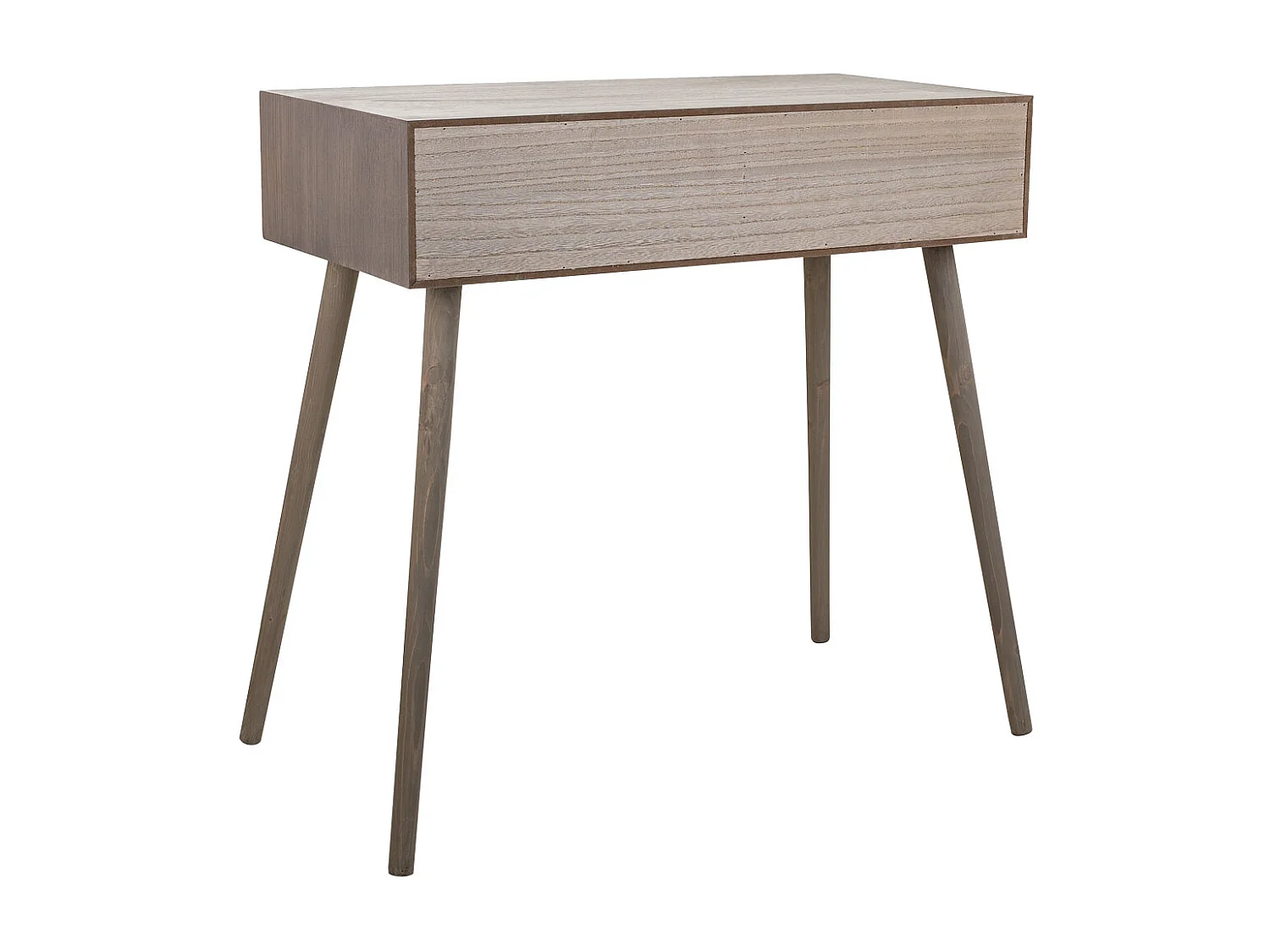 Móvel de corredor em madeira e grade de bambu com 2 gavetas cinza 80x42x79