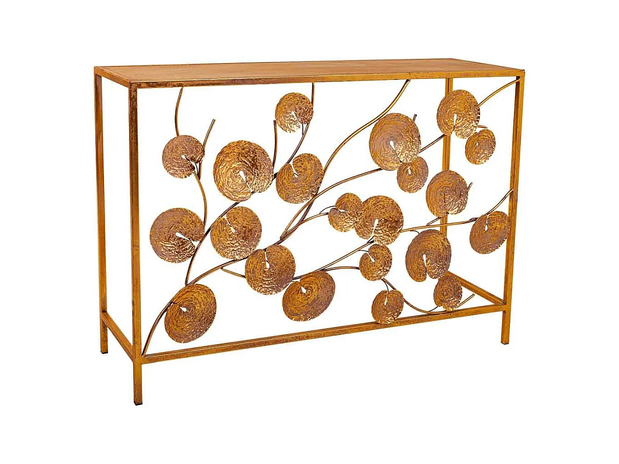 Goldene Konsole aus Metall 100x35x70,5h cm