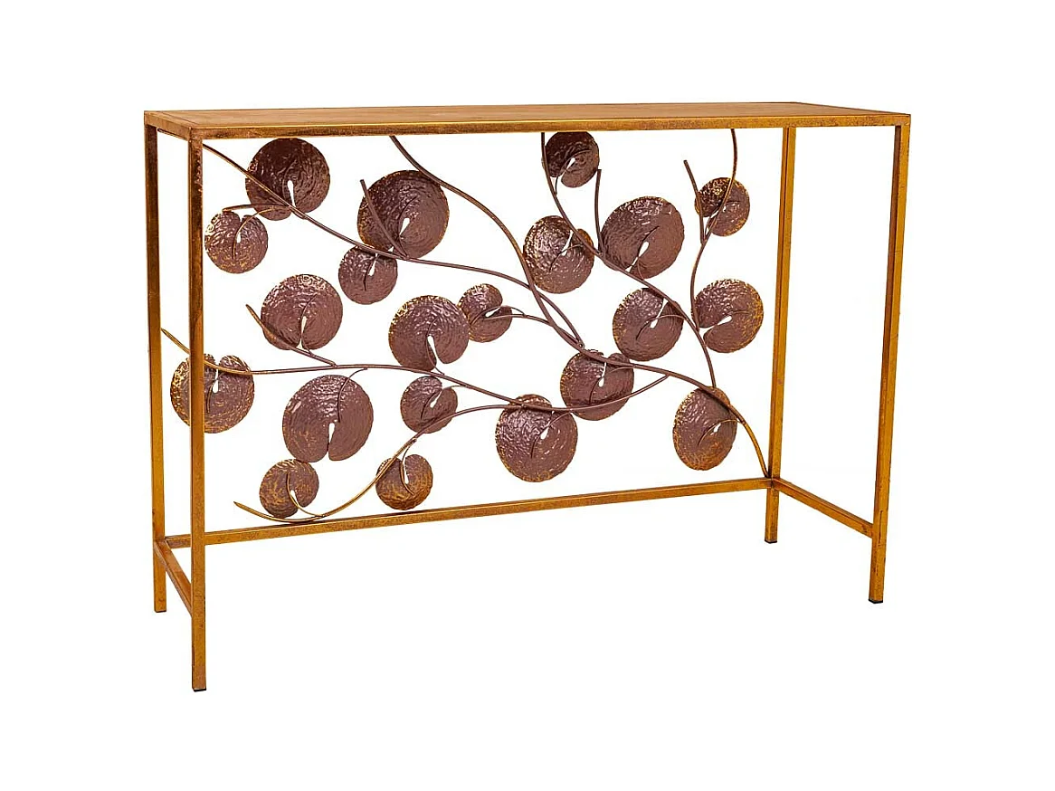 Goldene Konsole aus Metall 100x35x70,5h cm