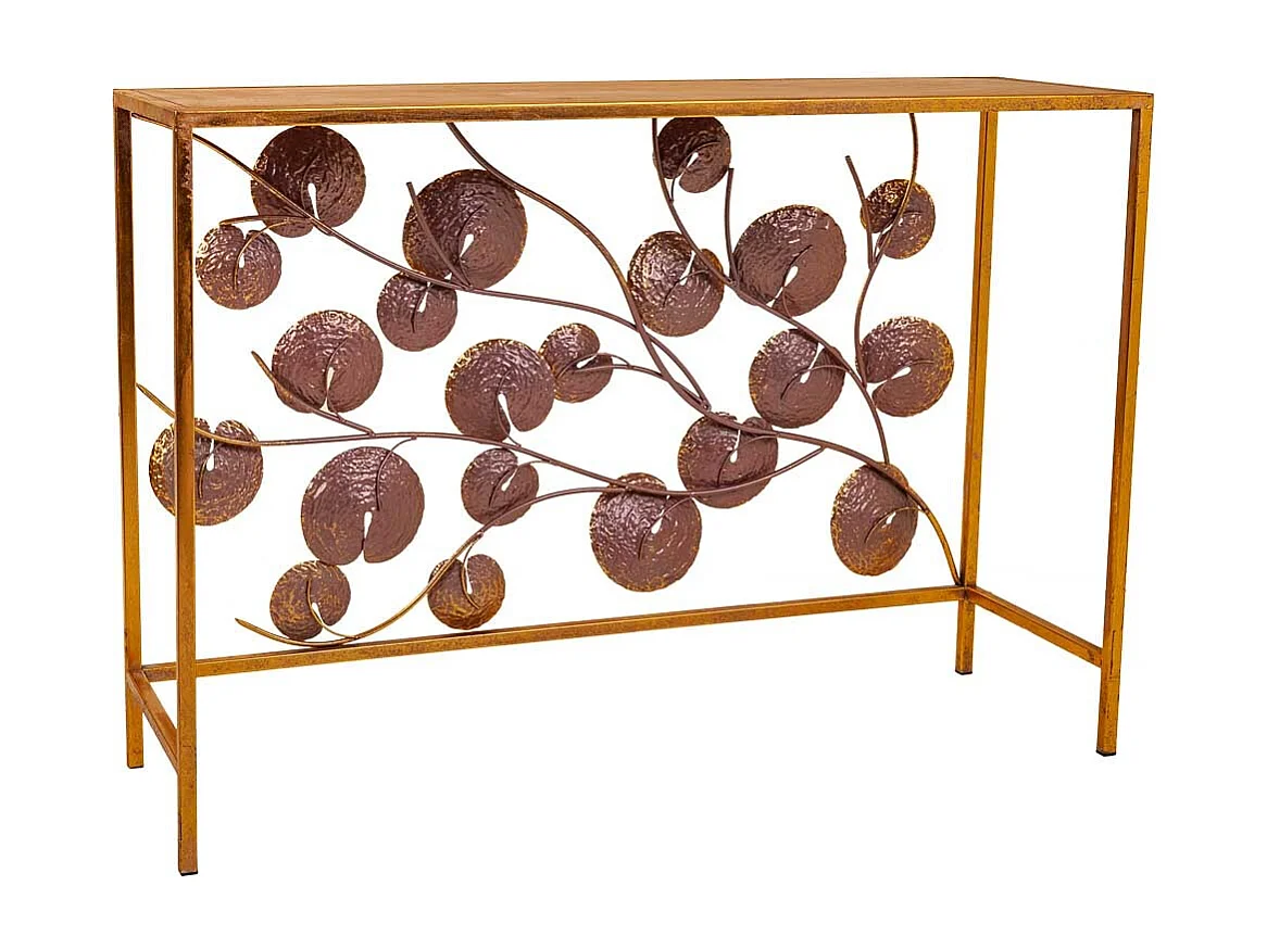 Mobile da ingresso in metallo dorato 100x35x70,5h