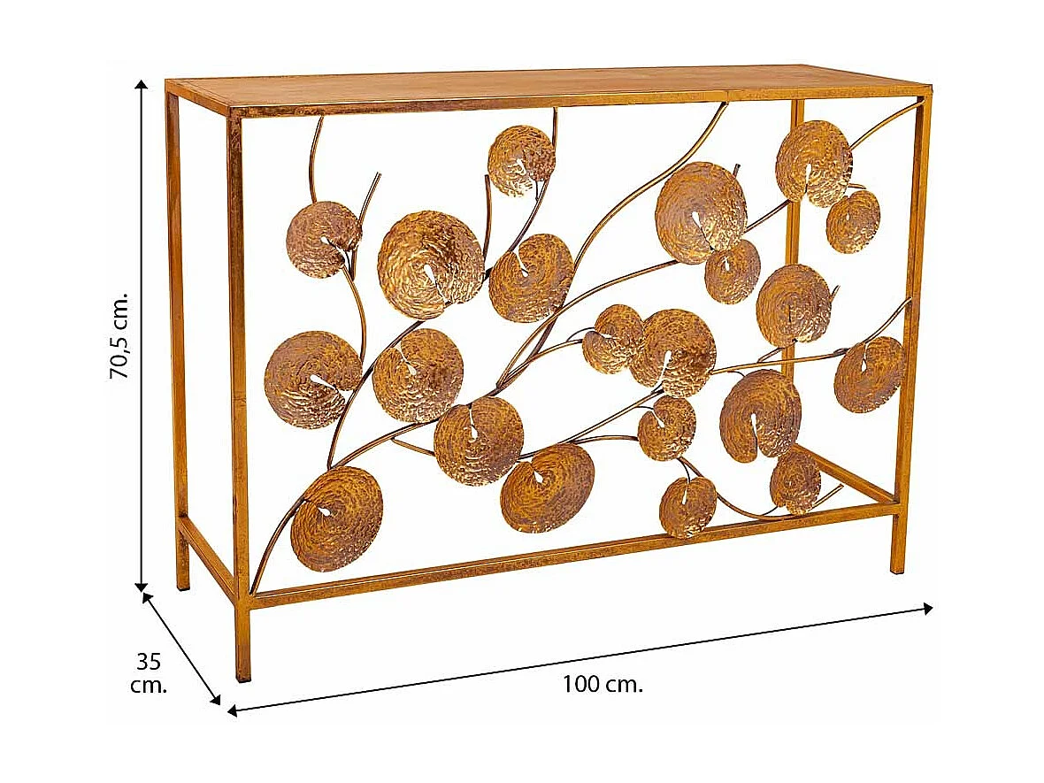 Mobile da ingresso in metallo dorato 100x35x70,5h