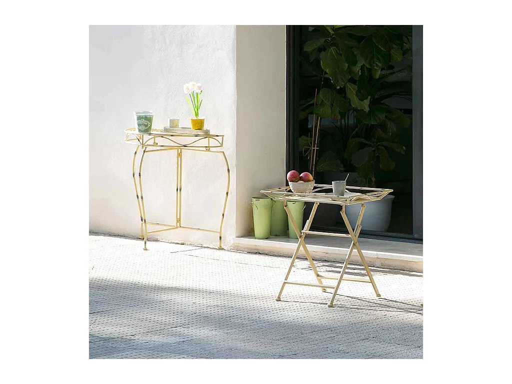 Mobile da ingresso in ferro battuto giallo 75x37x75h