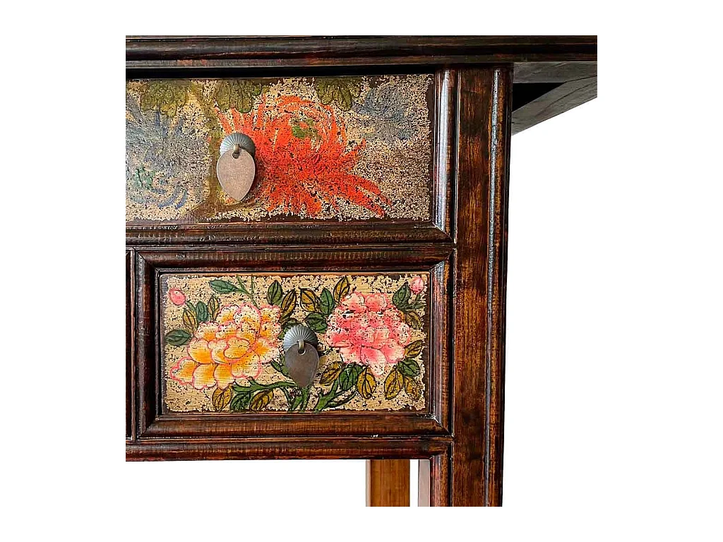 Mesa de hall de entrada em madeira artesanal castanha pintada à mão, 173,5x45x89cm