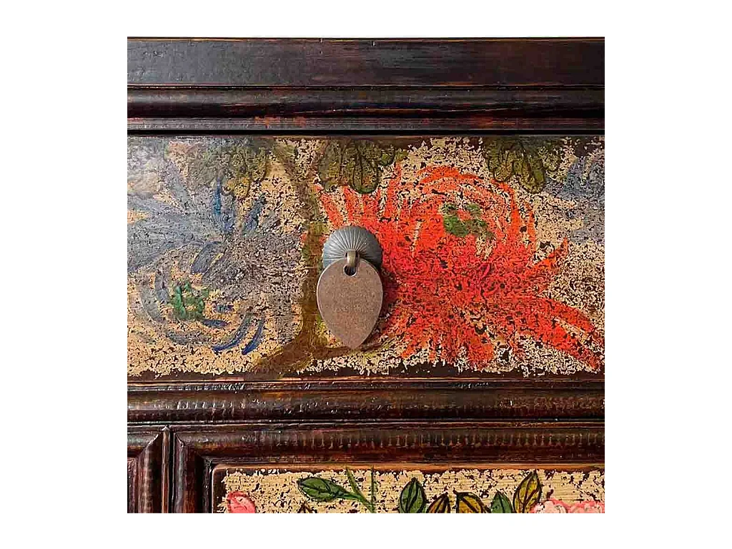 Mesa de hall de entrada em madeira artesanal castanha pintada à mão, 173,5x45x89cm