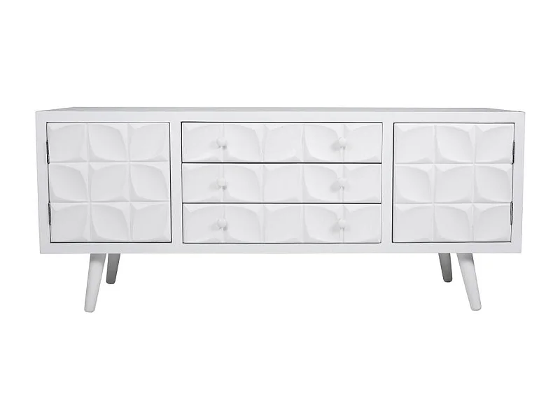 Armário baixo de madeira lacado branco 136x43x58,5