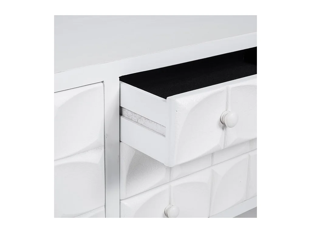 Armário baixo de madeira lacado branco 136x43x58,5