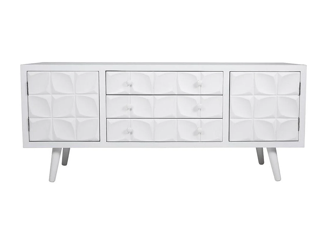 Weiß lackierter Holzunterschrank 136x43x58,5h cm