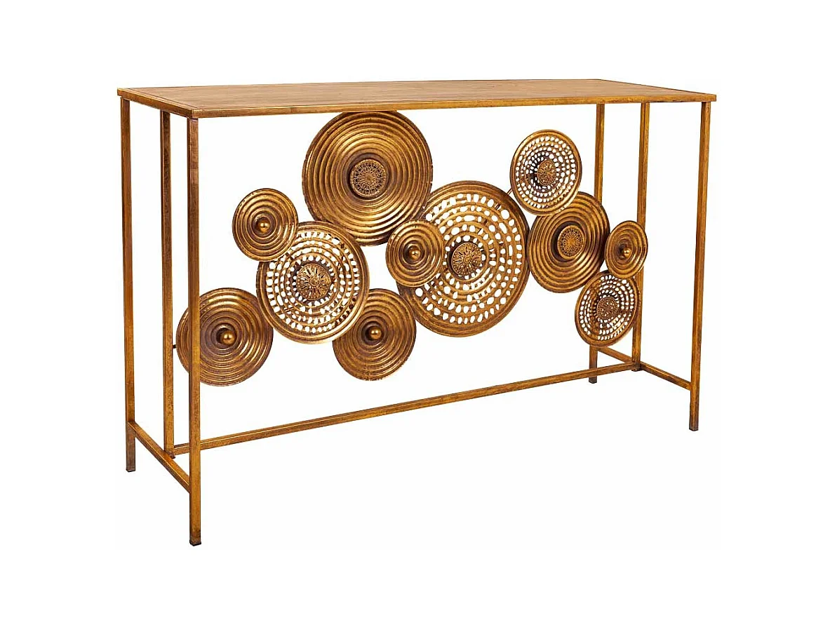 Recibidor de metal dorado 120x40x80