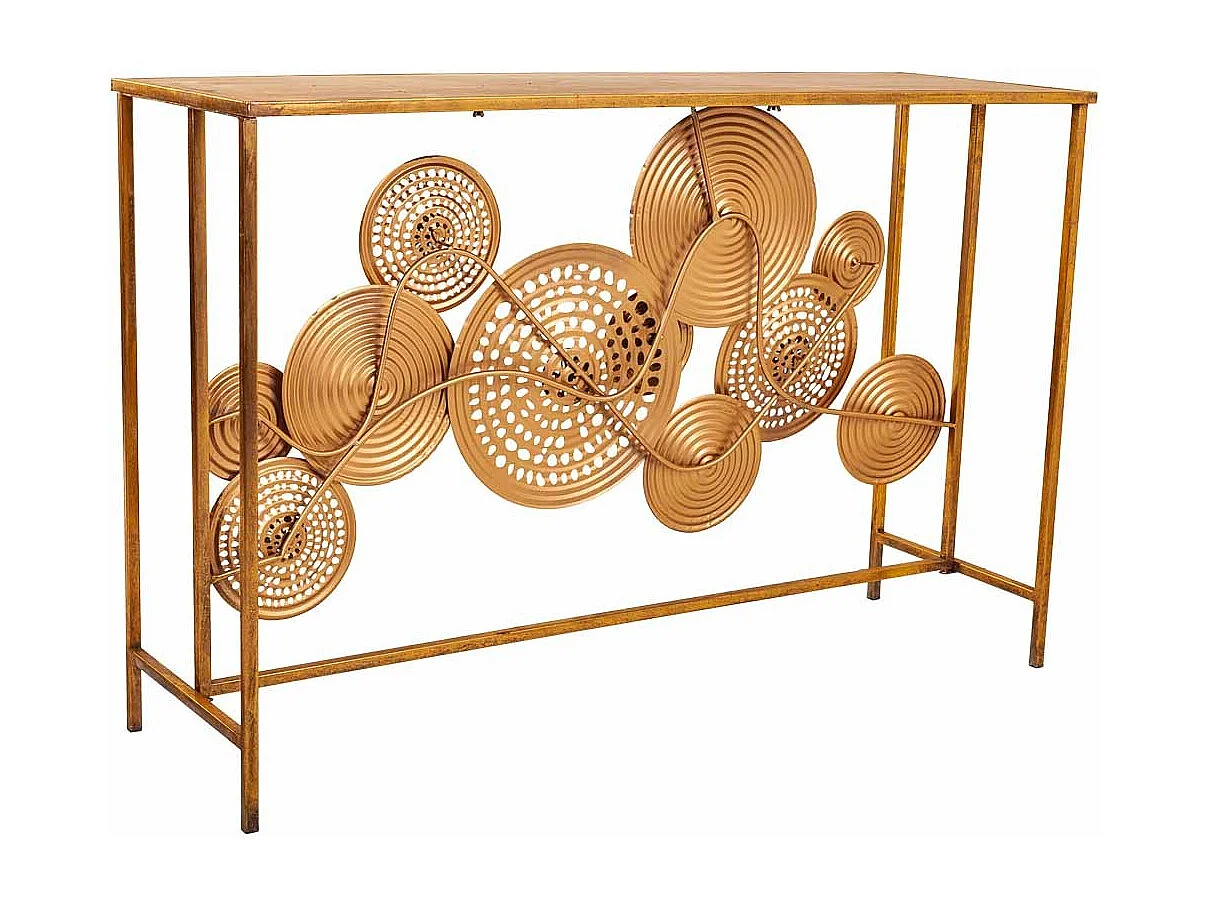 Recibidor de metal dorado 120x40x80