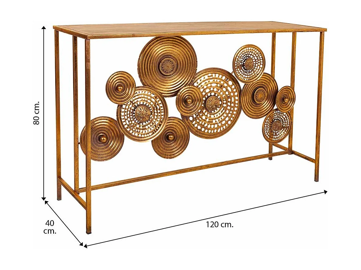 Console d'entrée en métal doré 120x40x80h