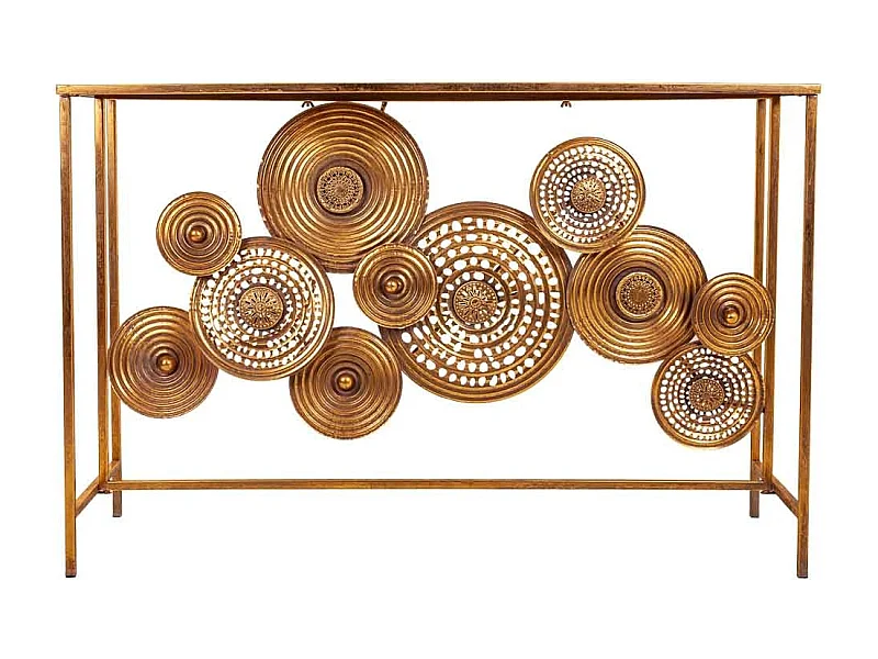 Mobile da ingresso in metallo dorato 120x40x80h