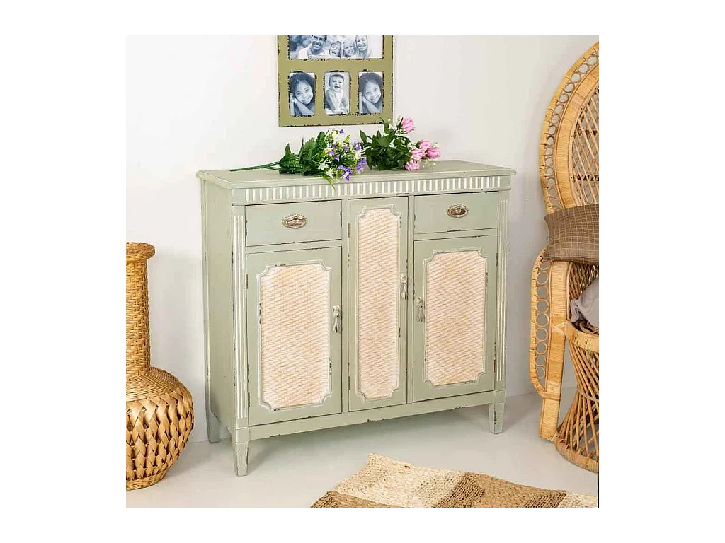 Grünes Eingangs-Sideboard aus Holz 95x36x88h cm