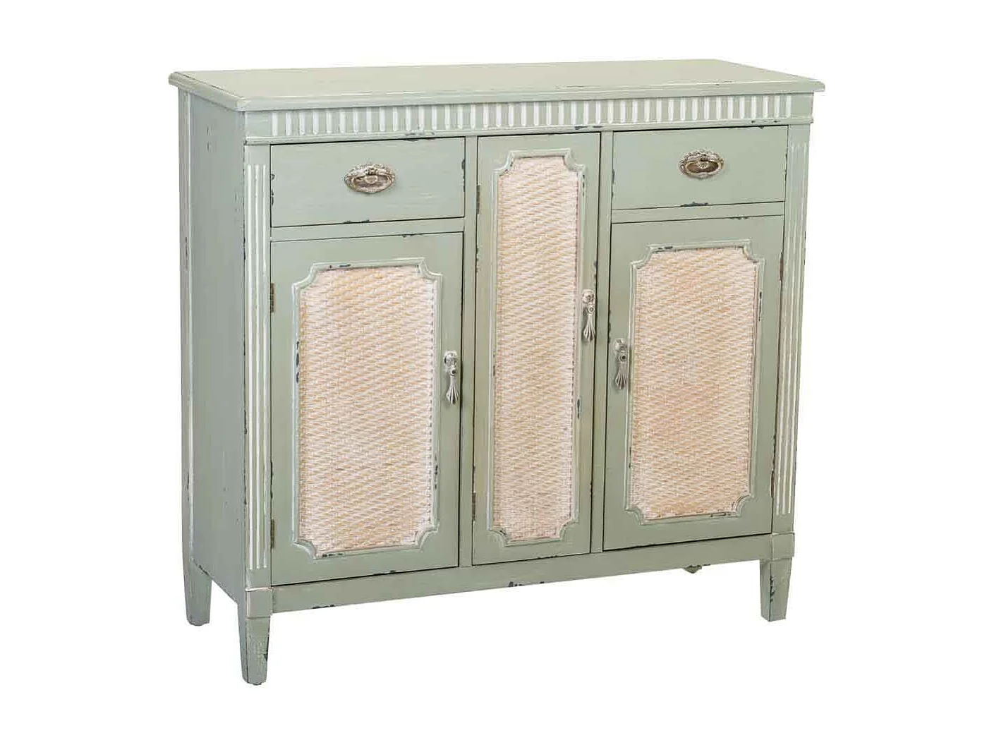 Meuble d'entrée en bois vert 95x36x88h