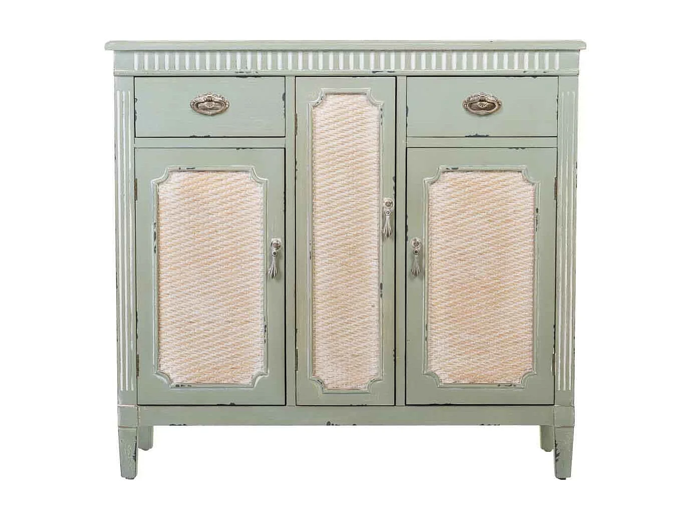 Meuble d'entrée en bois vert 95x36x88h