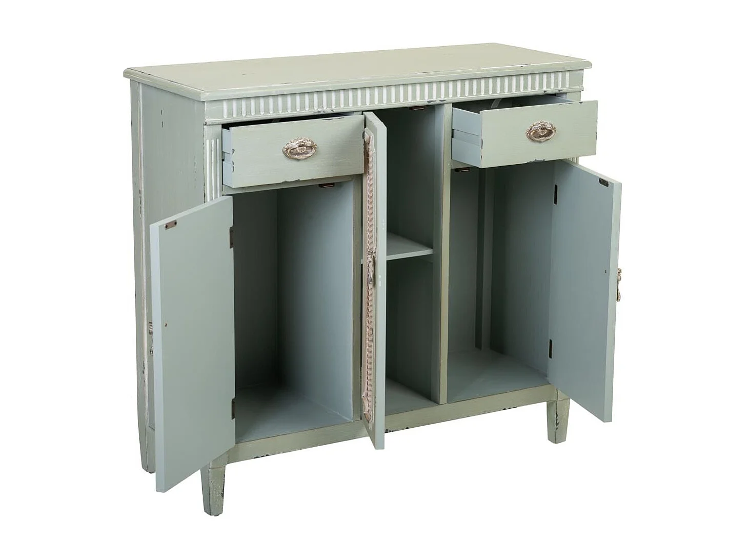 Meuble d'entrée en bois vert 95x36x88h