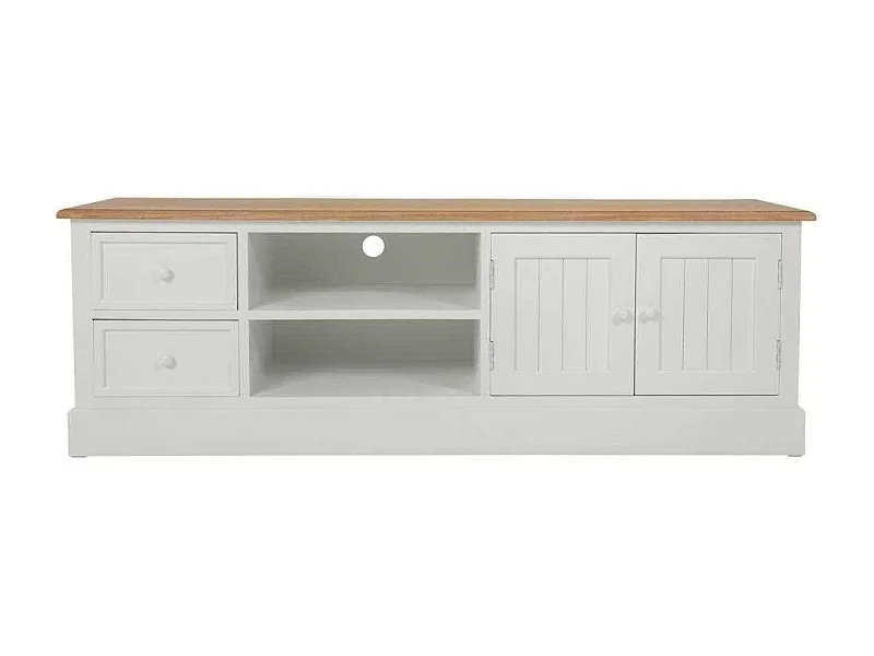 Armário baixo de madeira lacado branco e natural 150x45x50