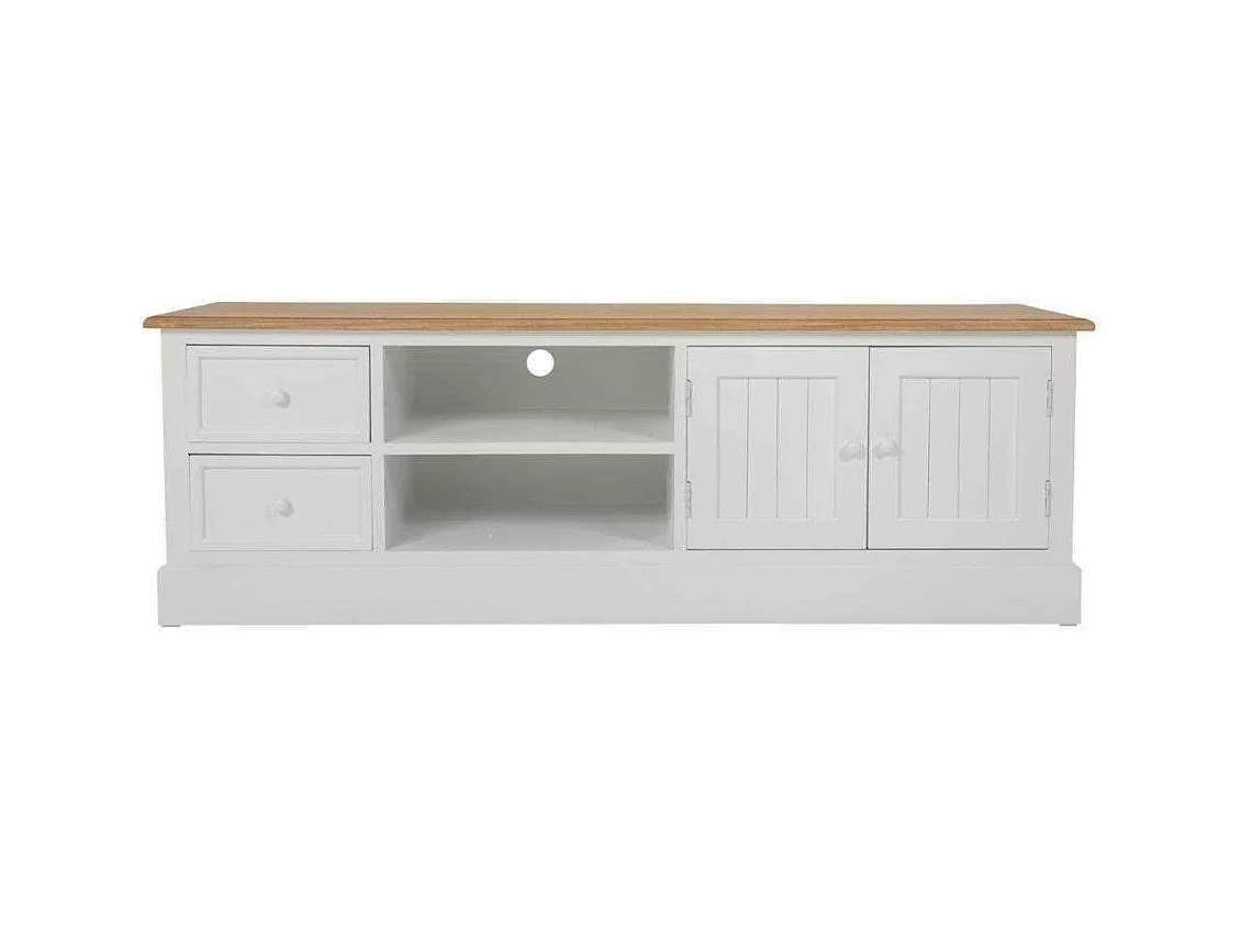 Armário baixo de madeira lacado branco e natural 150x45x50