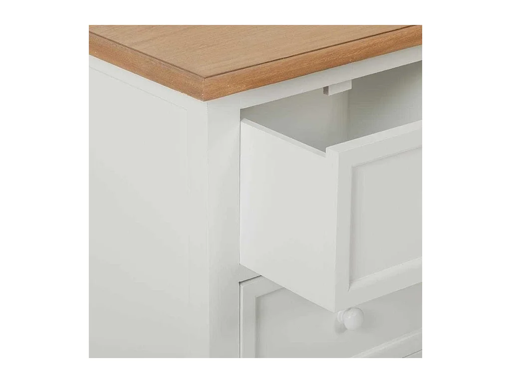 Armário baixo de madeira lacado branco e natural 150x45x50