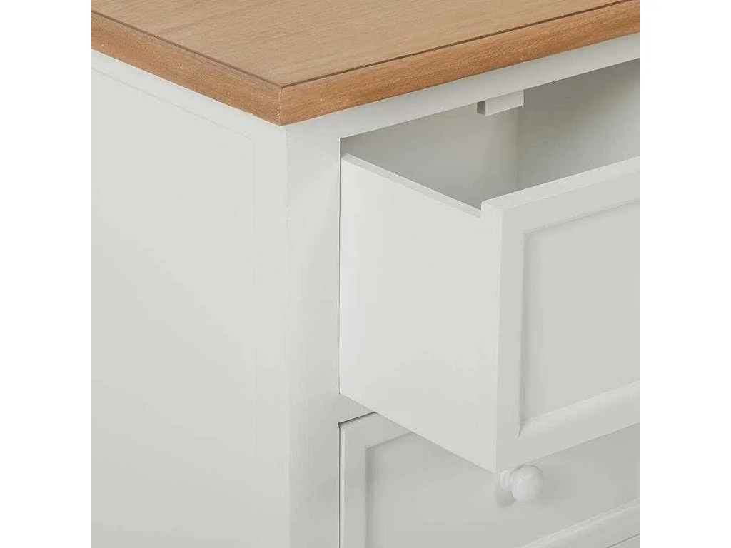 Meuble bas en bois laqué blanc et naturel 150x45x50h
