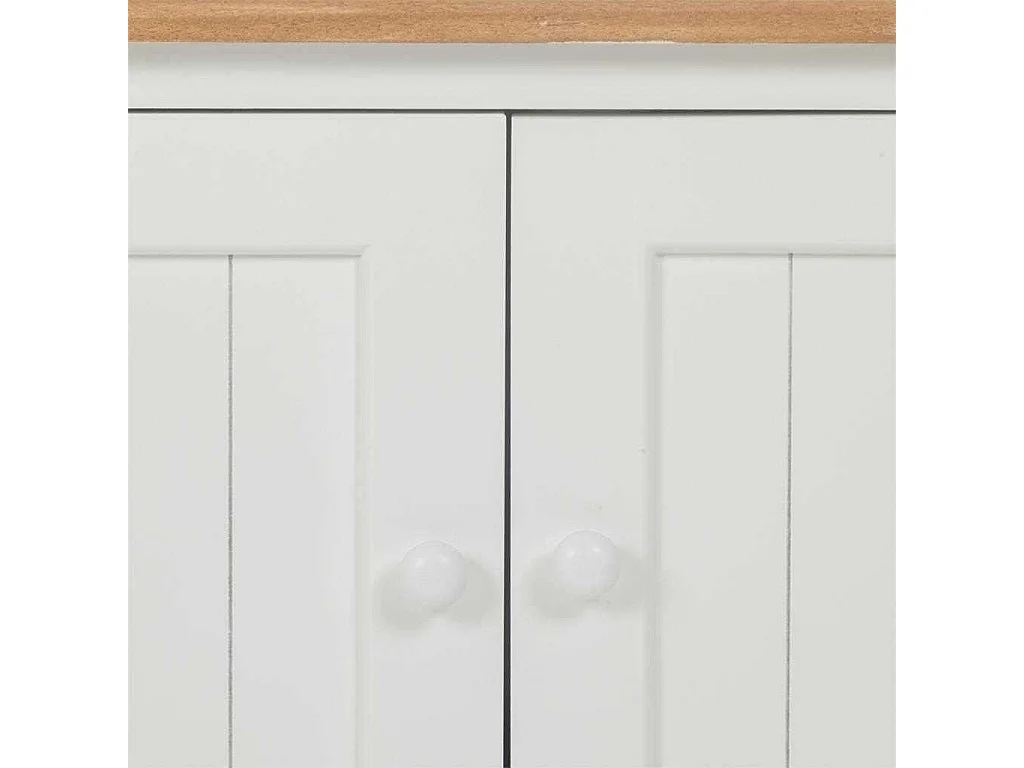 Meuble bas en bois laqué blanc et naturel 150x45x50h