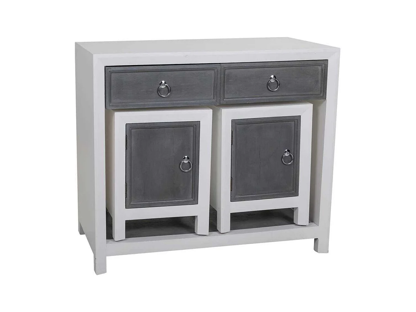 Conjunto de corredor e dois bancos de madeira cinza