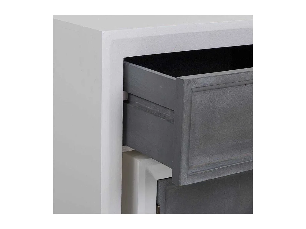 Conjunto de corredor e dois bancos de madeira cinza