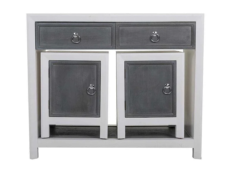 Ensemble de vestibule et deux tabourets en bois gris