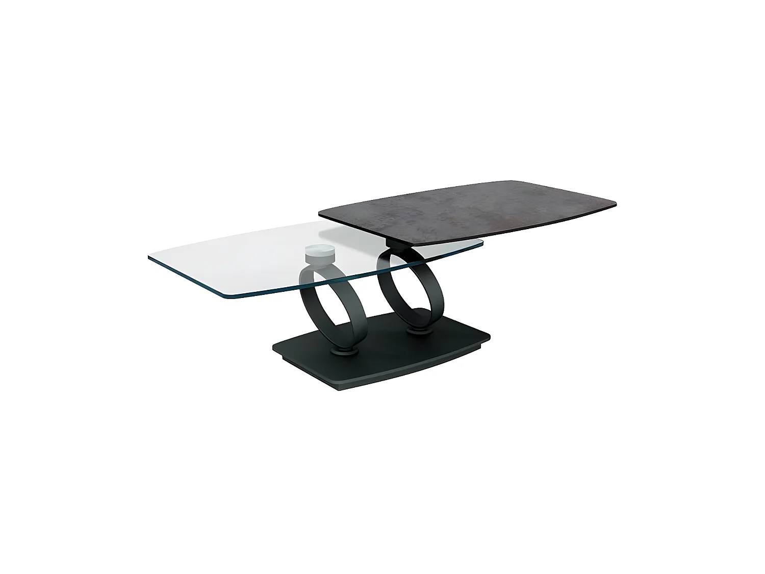 Table basse articulée Acier/Verre/Marron n°1 - VERRO