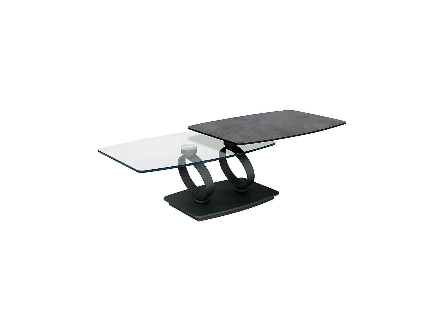 Table basse articulée Acier/Verre/Marron n°1 - VERRO