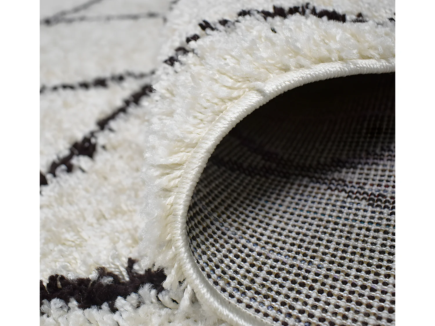 Tapis salon Shaggy au motif berbère crème - 120x160cm