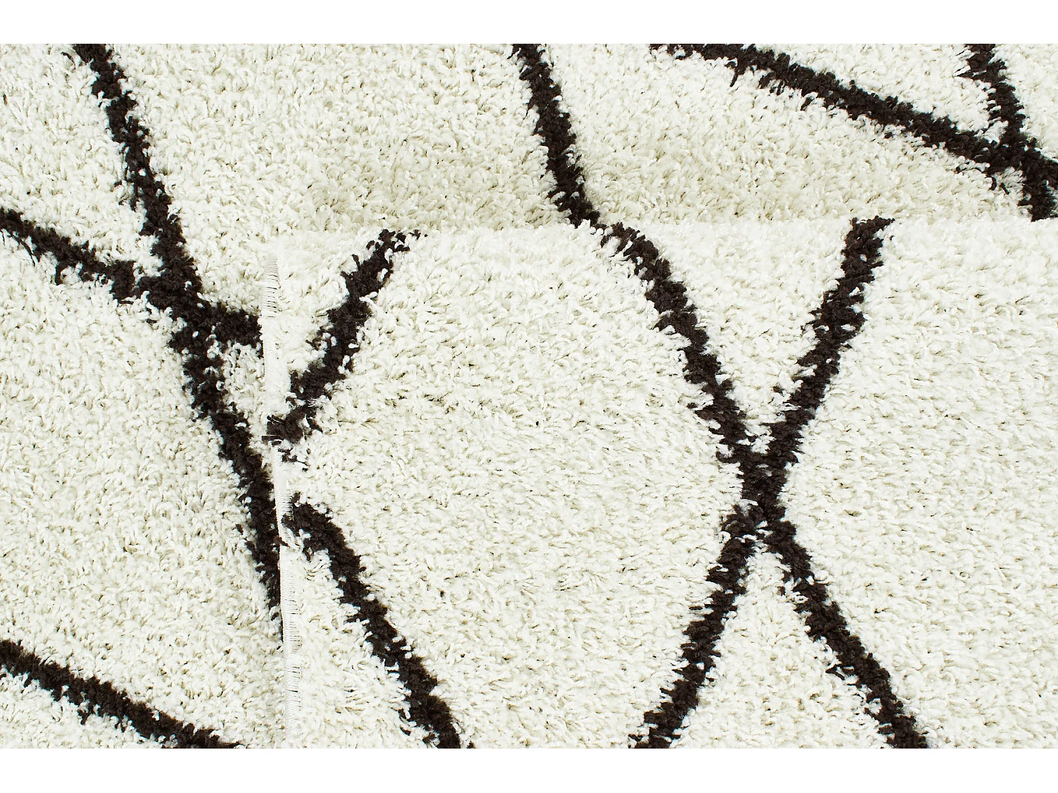 Tapis salon Shaggy au motif berbère crème - 120x160cm