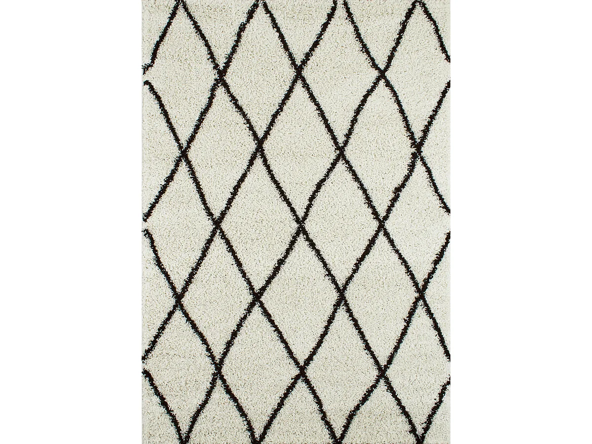 Tapis salon Shaggy au motif berbère crème - 120x160cm