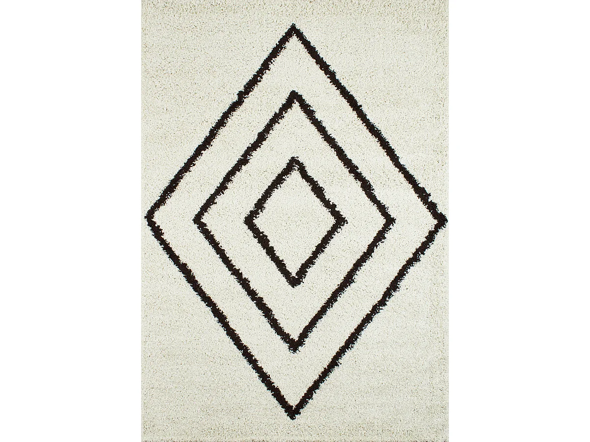 Tapis de salon - motif berbère - laine artificielle - Asma - 67x180cm - Crème