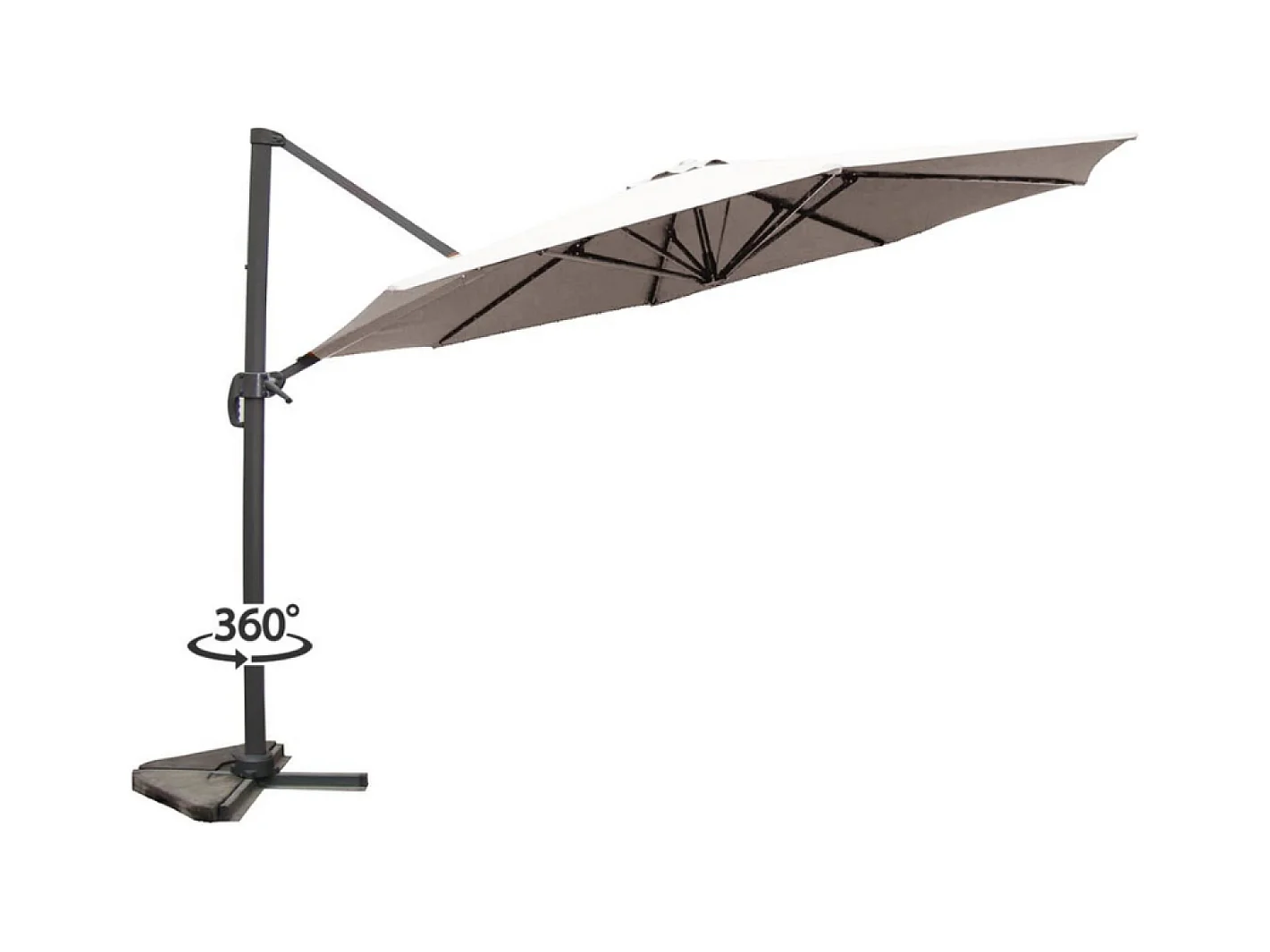 Parasol déporté et rotatif diamètre 3,5 m écru CASTILLO