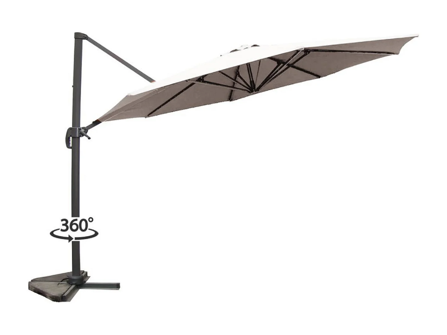 Parasol écru droit rond 3,5 x 3,5 m rotatif à 360 CASTILLO