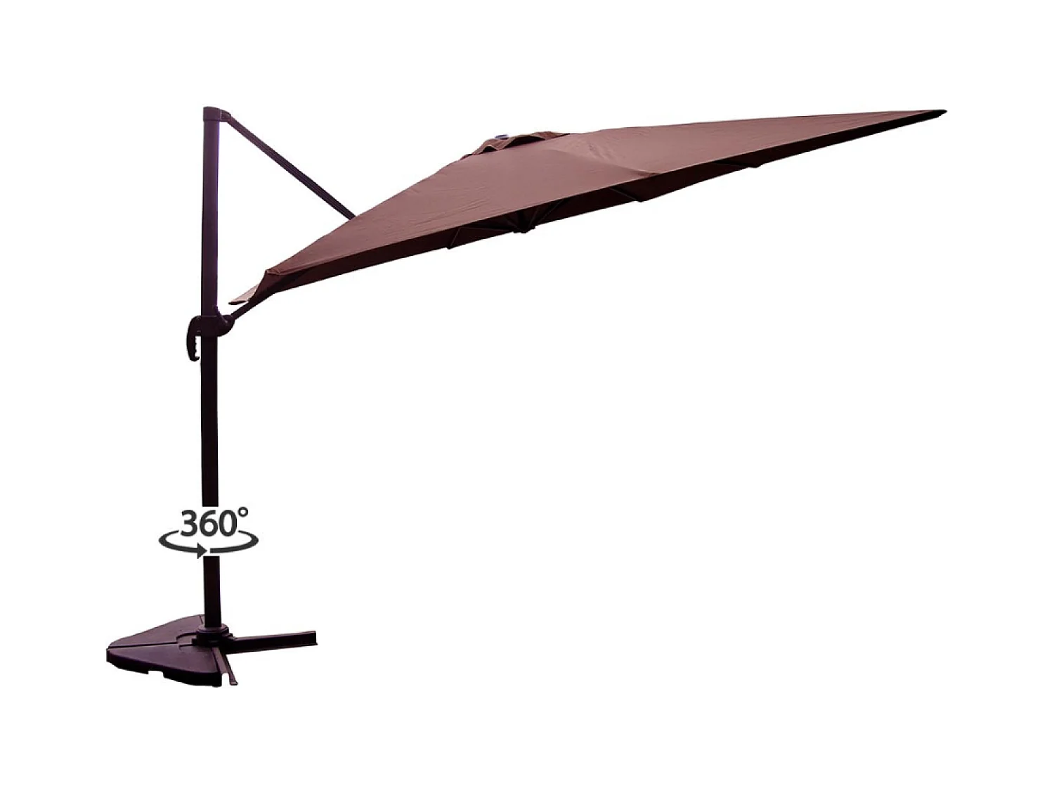 Parasol déporté et rotatif 3 x 3 m chocolat PALATINO