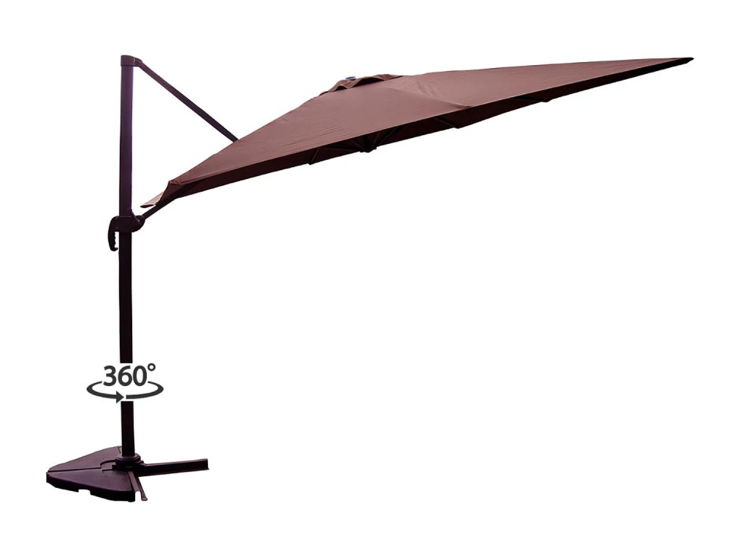 Parasol déporté et rotatif 3 x 3 m chocolat PALATINO