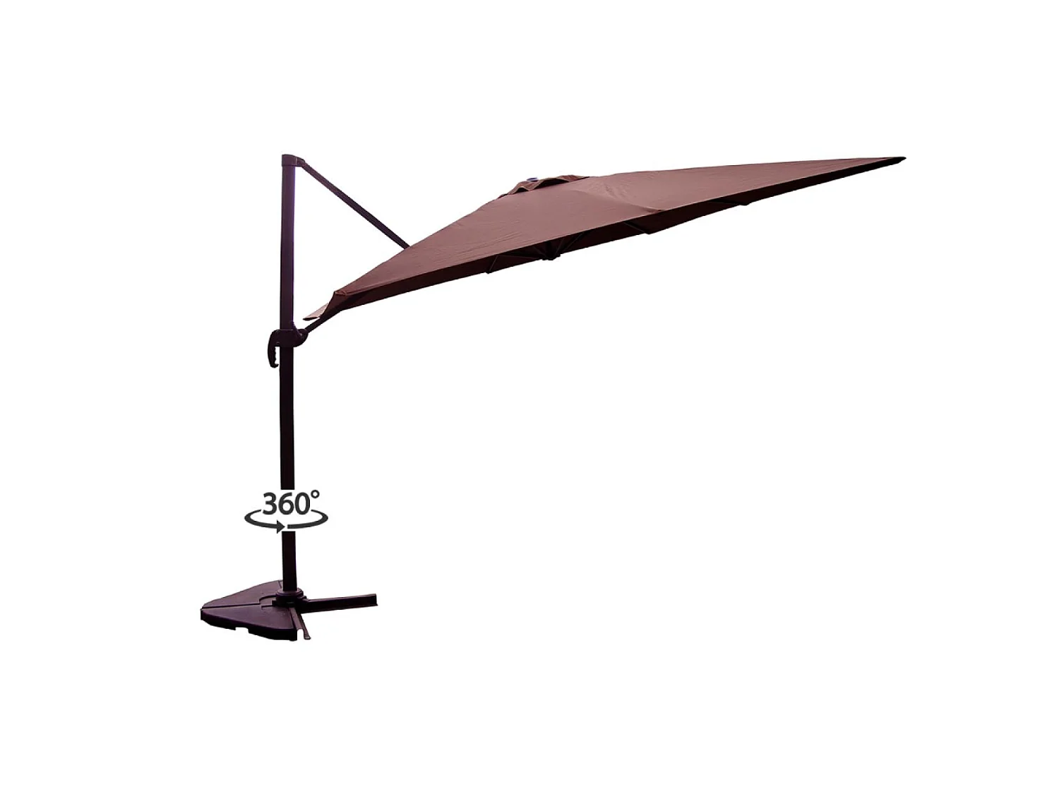 Parasol  marron déporté carré 3 x 3 m rotatif à 360 PALATINO